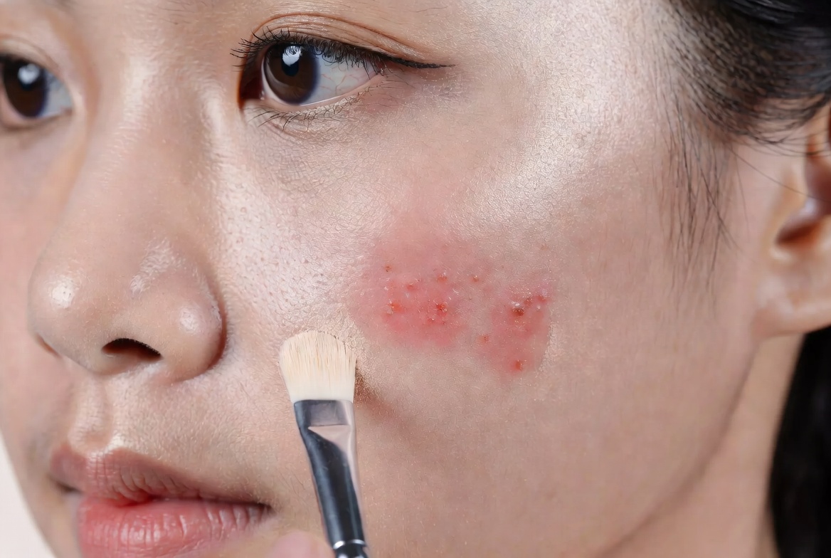 Đừng bao giờ đánh Highlight trực tiếp lên vùng da đang có mụn bọc