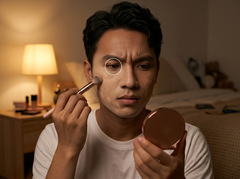 Nếu bạn trang điểm trong phòng tối hoặc dưới đèn vàng, bạn sẽ không thấy được sự lệch màu của kem nền