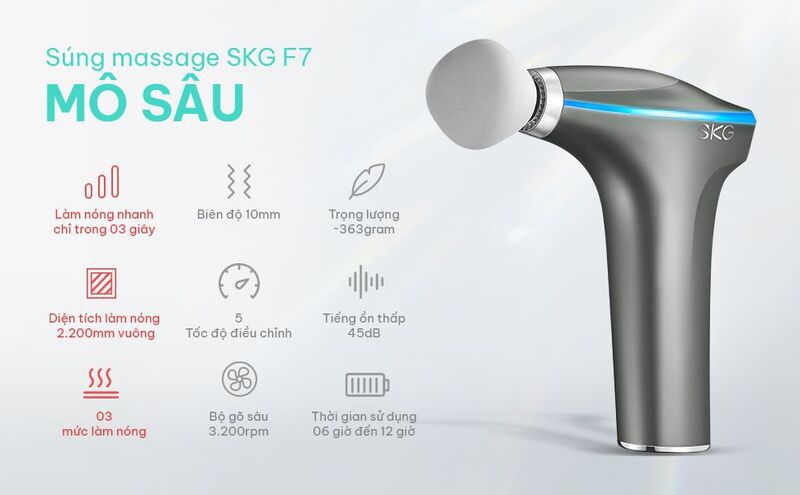 Súng massage cổ đa năng cầm tay SKG F7-E