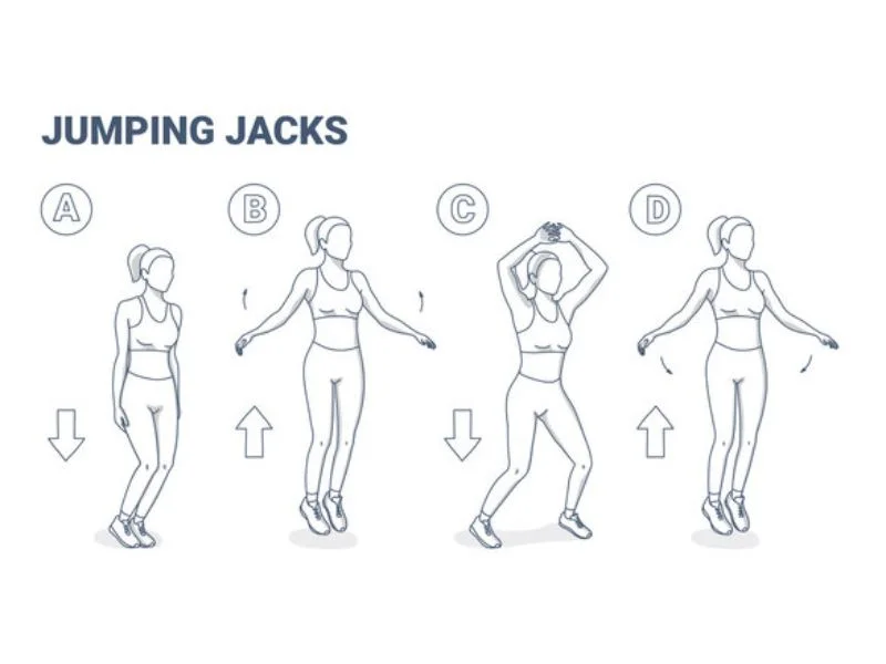 Các bài tập đốt mỡ toàn thân cho nữ Jumping jacks