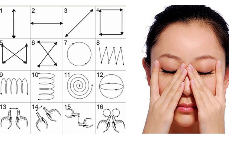 Mát xa mắt đỡ mỏi bằng cách xoa bóp hốc mắt và vùng thái dương