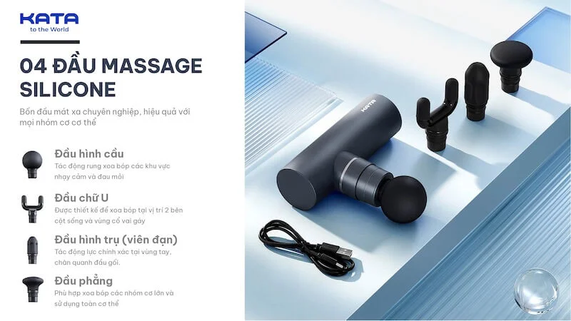4 đầu massage khác biệt của súng massage KATA MG30 