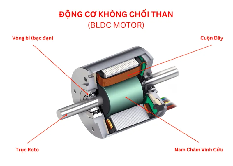 Tìm hiểu cấu tạo chung của động cơ không chổi than 