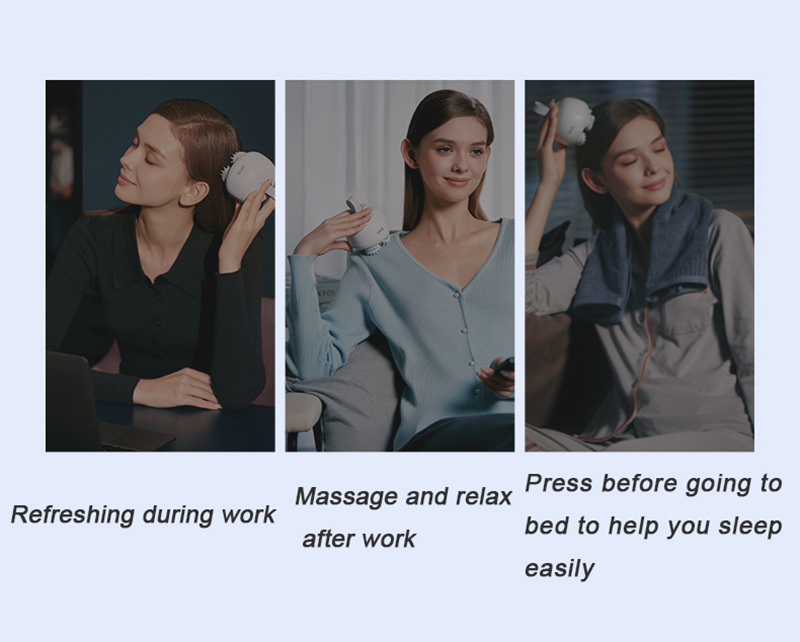 Máy massage đầu hoạt động với nguyên lý mô phỏng lại những tác động giống như châm cứu vào đỉnh đầu trong Đông y