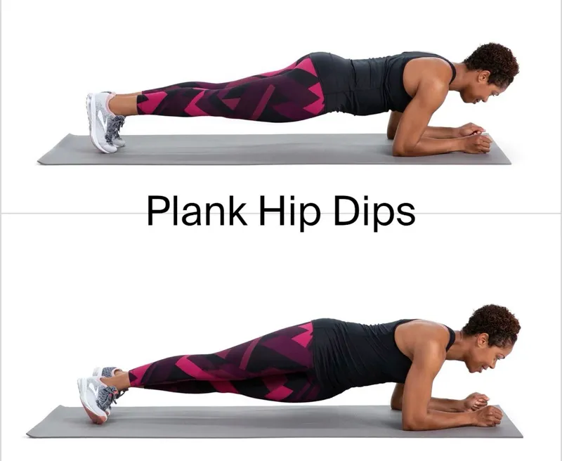 Gợi ý những bài tập giảm mỡ toàn thân cho nam nhanh gọn ngay tại nhà - Bài tập Plank xoay hông (Plank Hip Dips)