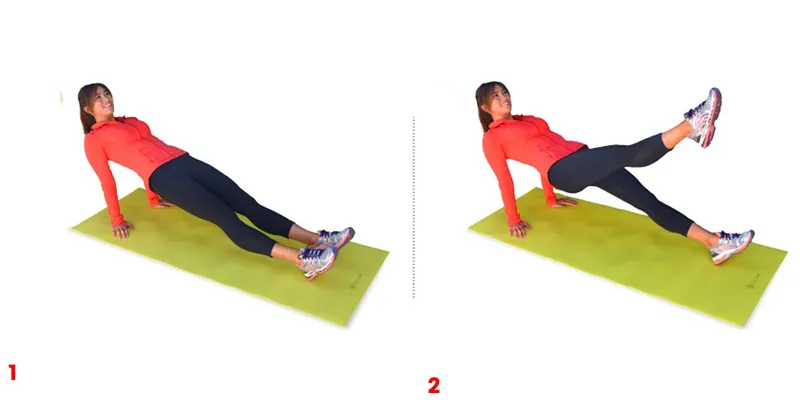 Plank ngược nâng chân