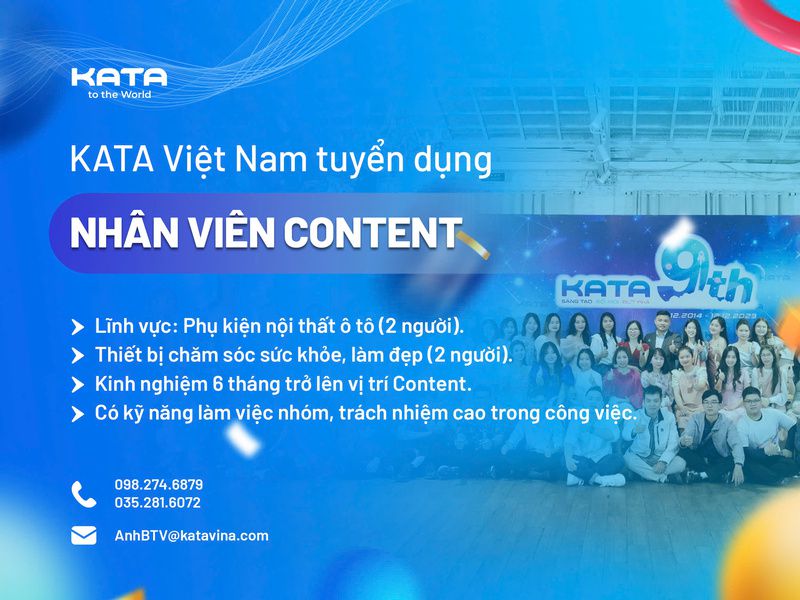 [KATA VIỆT NAM] TUYỂN DỤNG NHÂN VIÊN CONTENT
