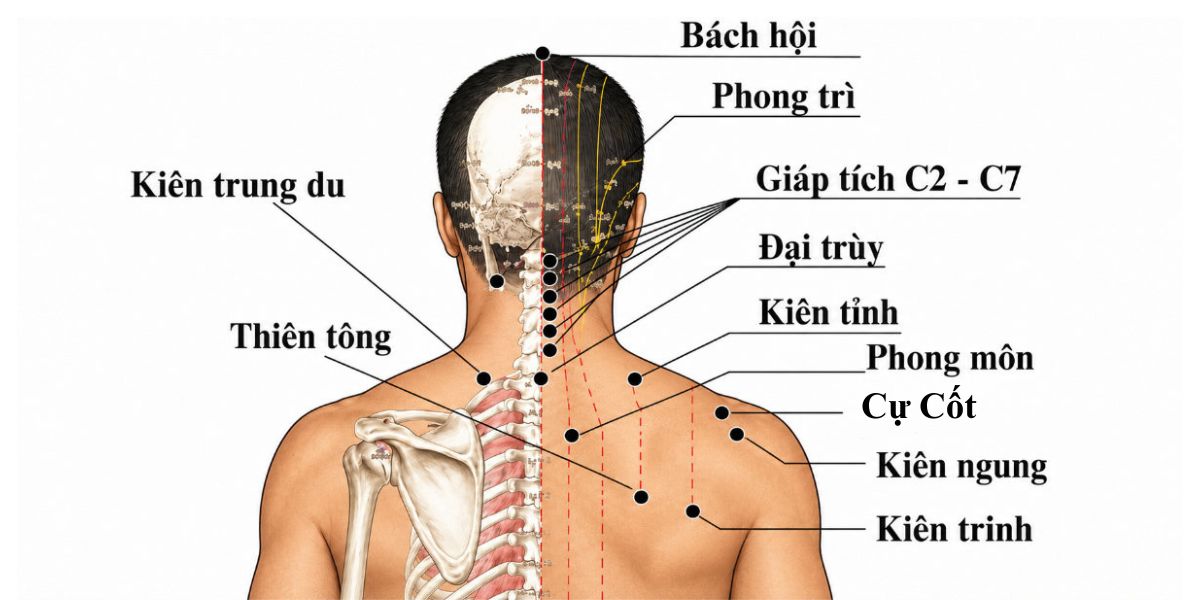 Vị trí các huyệt vai gáy